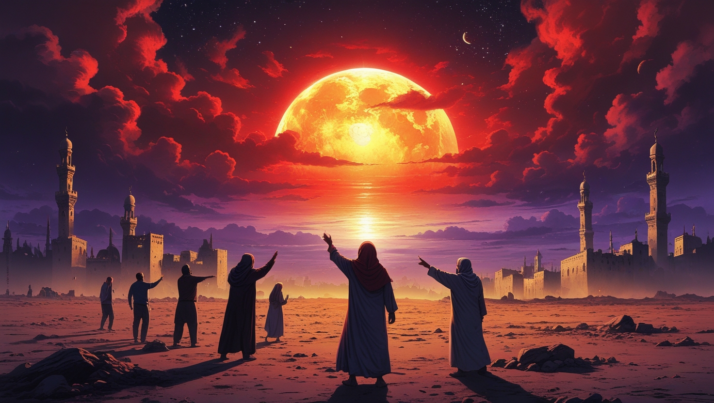 Ilustrasi matahari terbit dari barat, tanda kiamat sudah dekat.